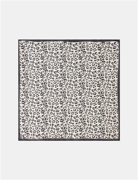 White Leopard Print Scarf