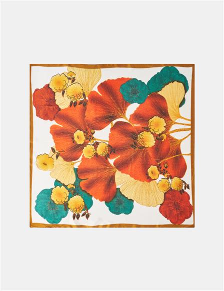 Brick Red Floral Scarf