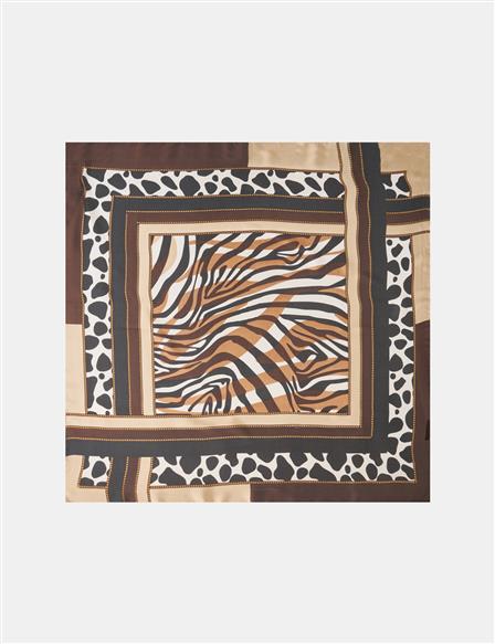 Brown-Camel Zebra Pattern Scarf