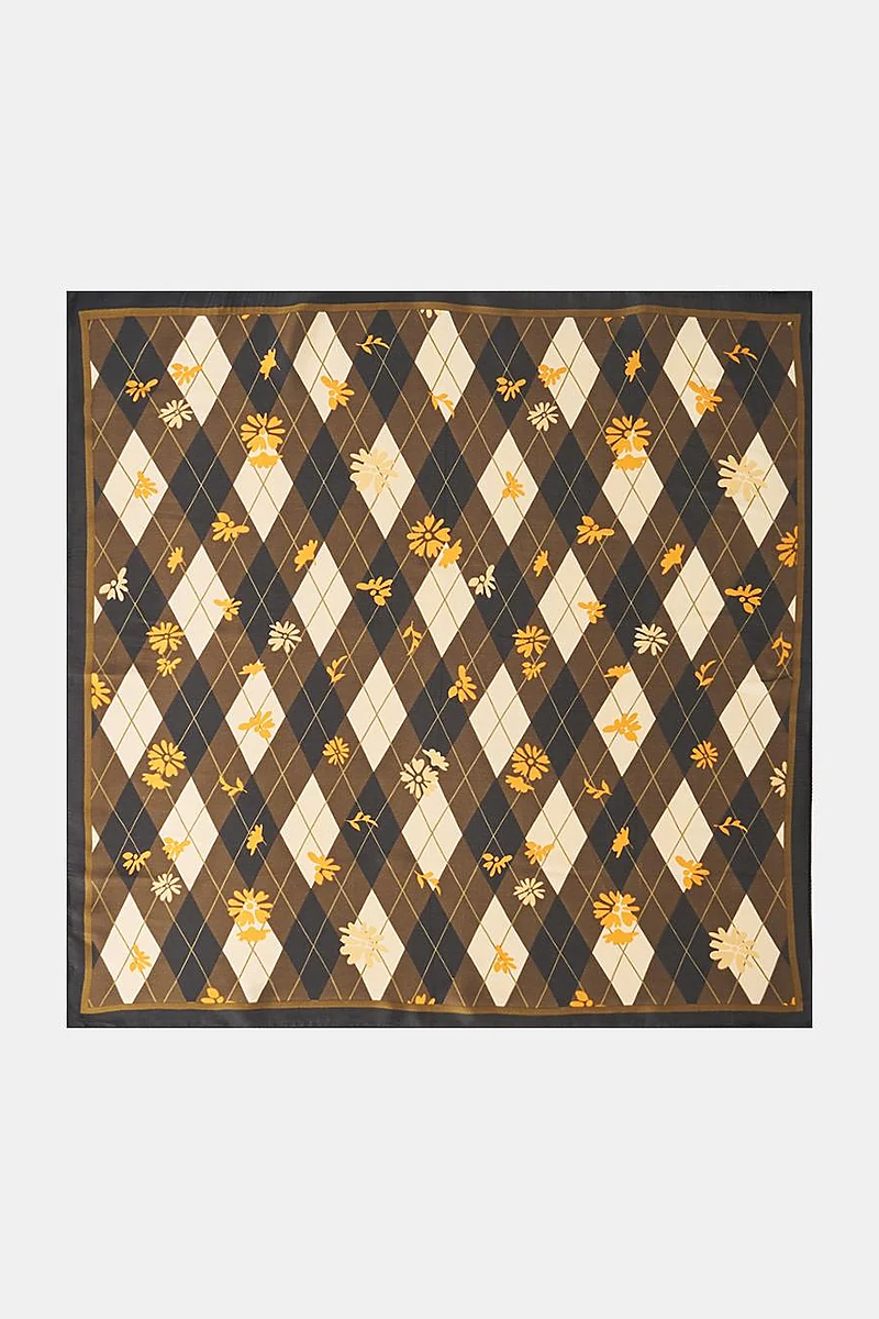 Brown-Ecru Diamond Pattern Scarf