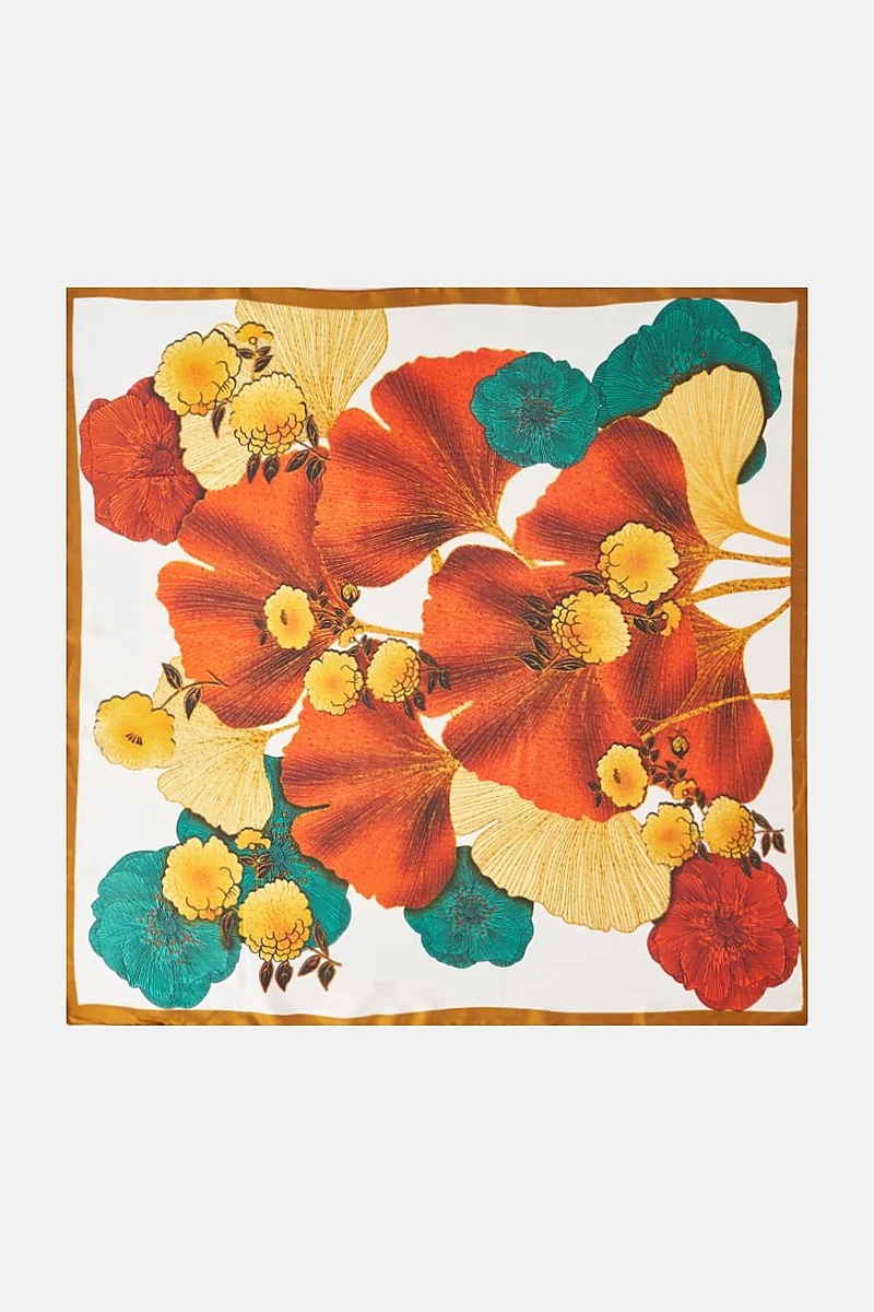 Brick Red Floral Scarf