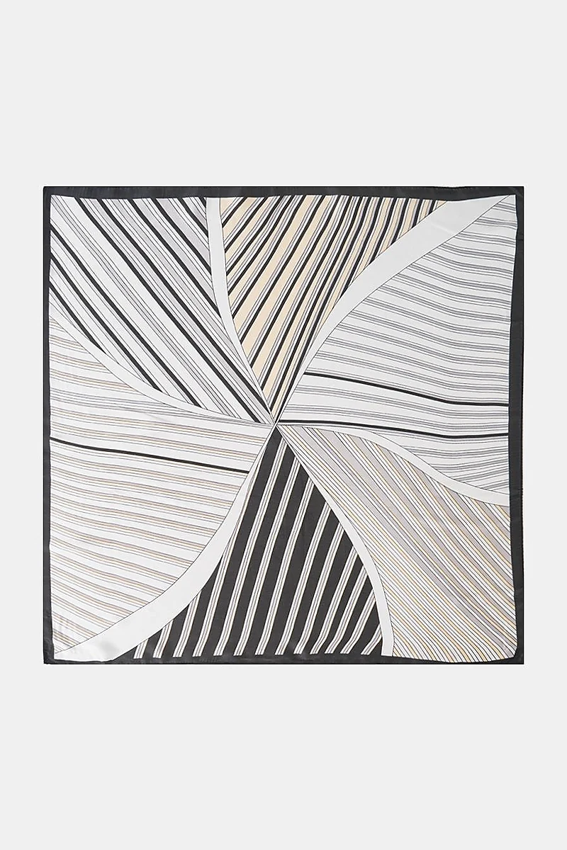 Grey Striped Pattern Scarf