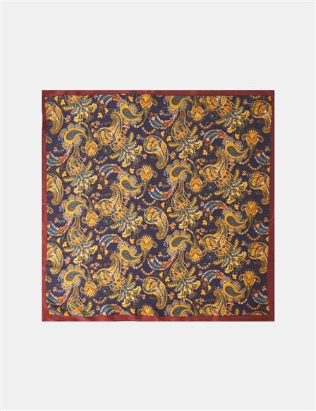 Navy-Yellow Mixed Pattern Scarf