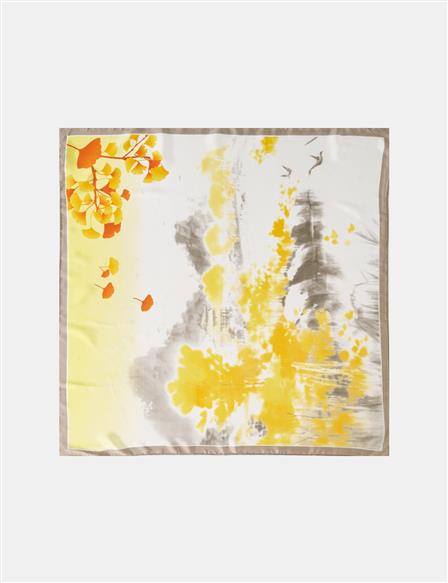 Grey-Yellow Watercolor Effect Scarf