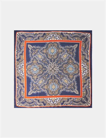 Navy Multi-Pattern Scarf