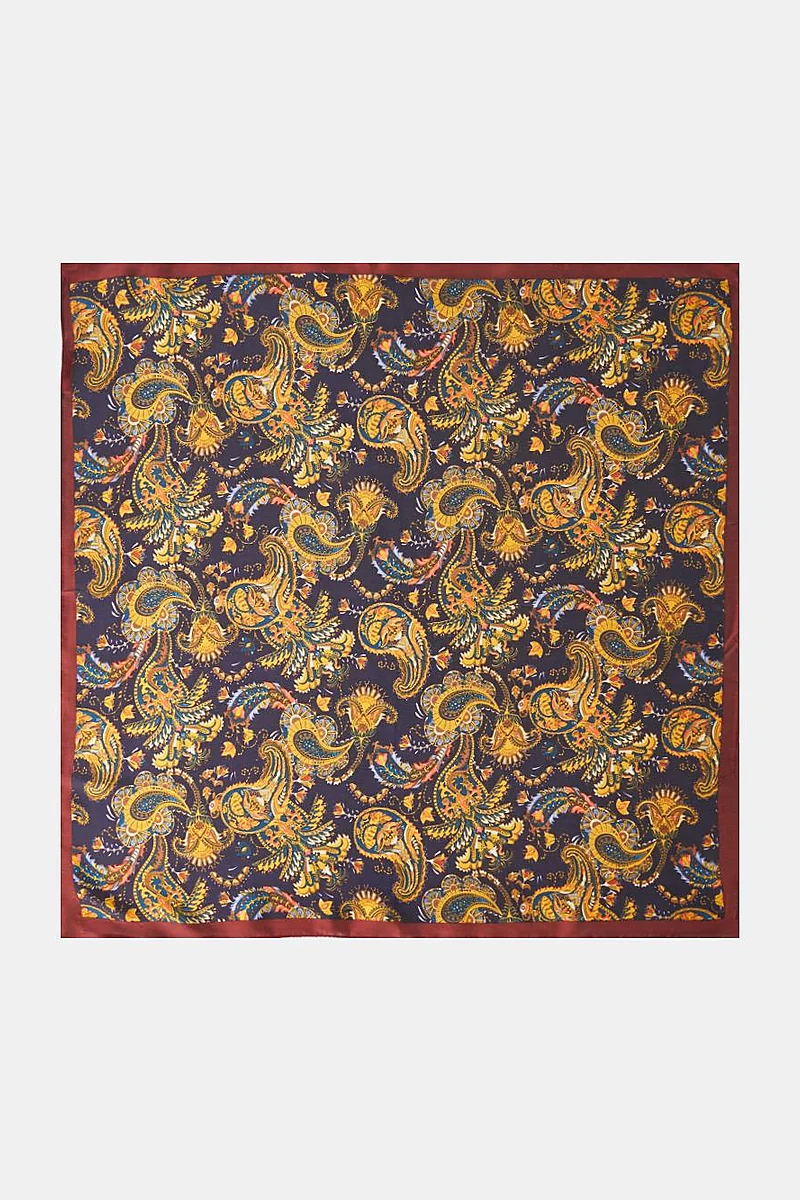 Navy-Yellow Mixed Pattern Scarf