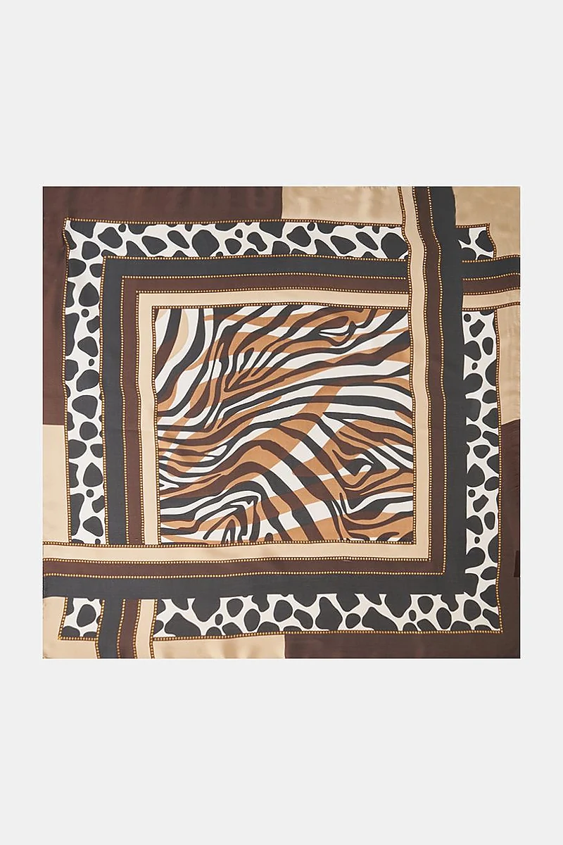 Brown-Camel Zebra Pattern Scarf