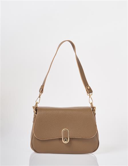 Buckle Detailed Crossbody Bag Dark Mink