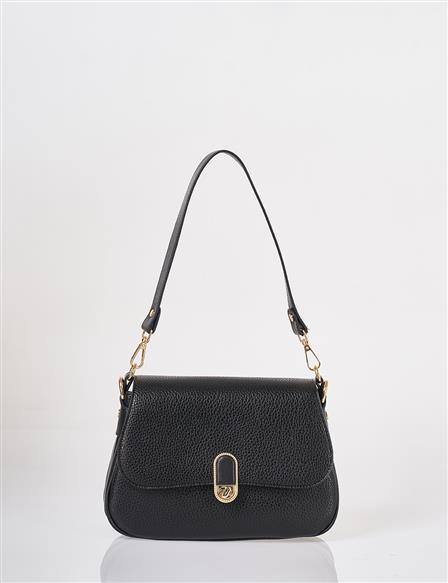 Buckle Detailed Crossbody Bag Black