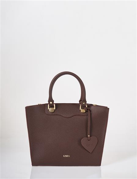 Accessory Detailed Tote Bag Dark Brown