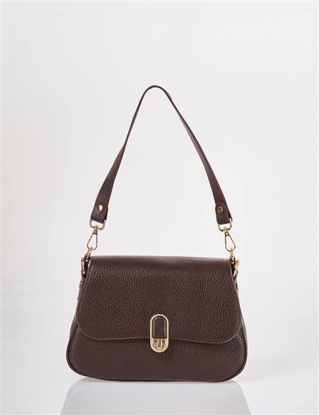 Buckle Detailed Crossbody Bag Dark Brown