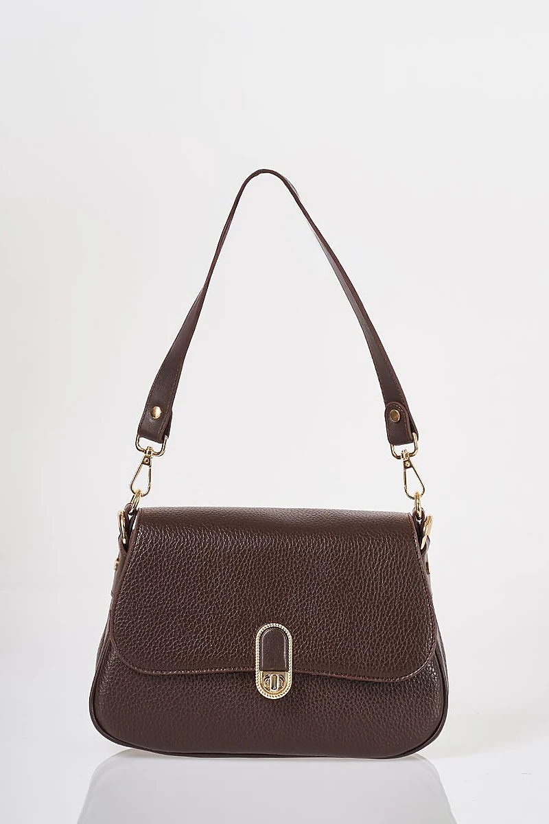 Buckle Detailed Crossbody Bag Dark Brown