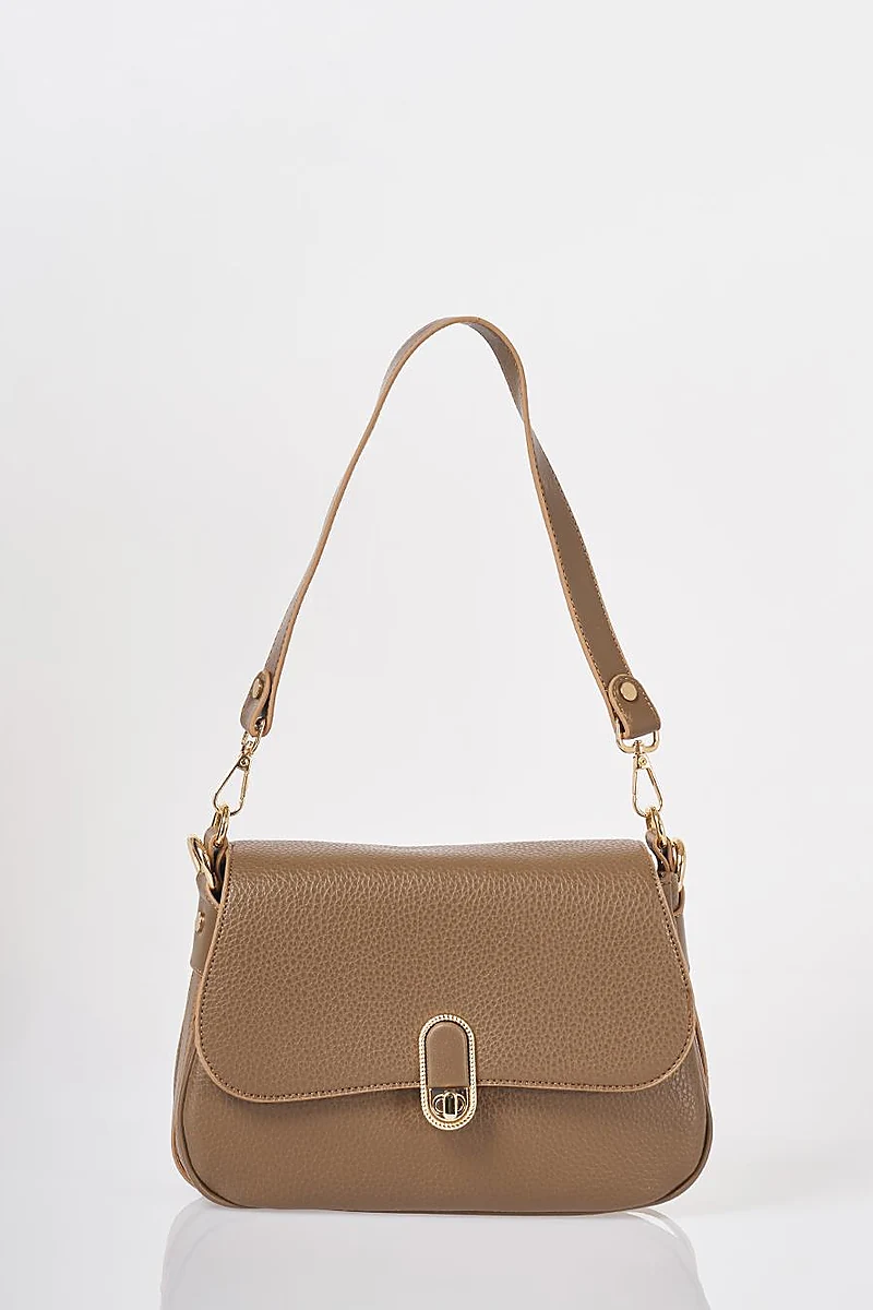 Buckle Detailed Crossbody Bag Dark Mink