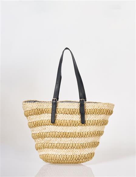 Cream Straw Shoulder Bag