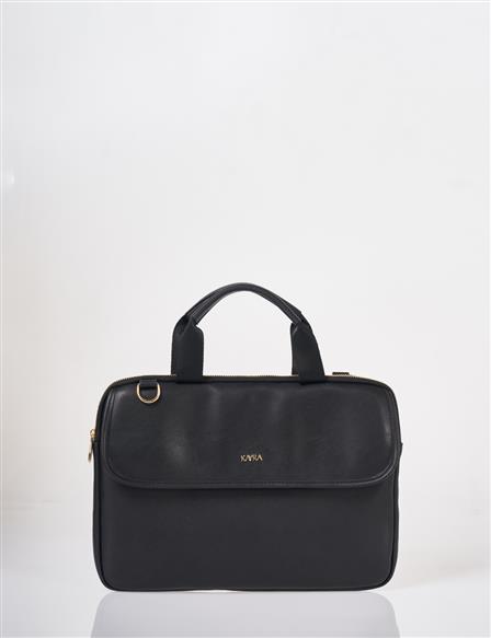 Black Faux Leather Laptop Bag