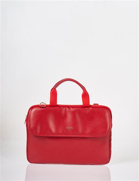 Red Faux Leather Laptop Bag