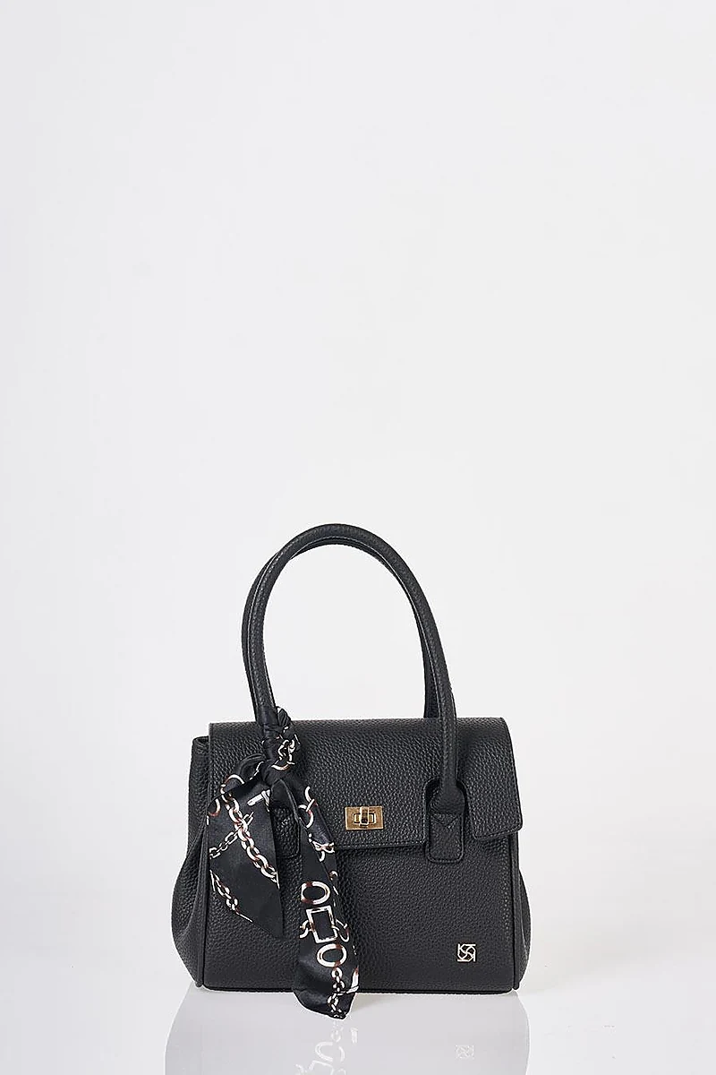 Scarf Detail Handbag Black