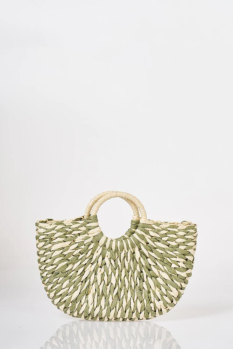 Woven Straw Handbag Mint