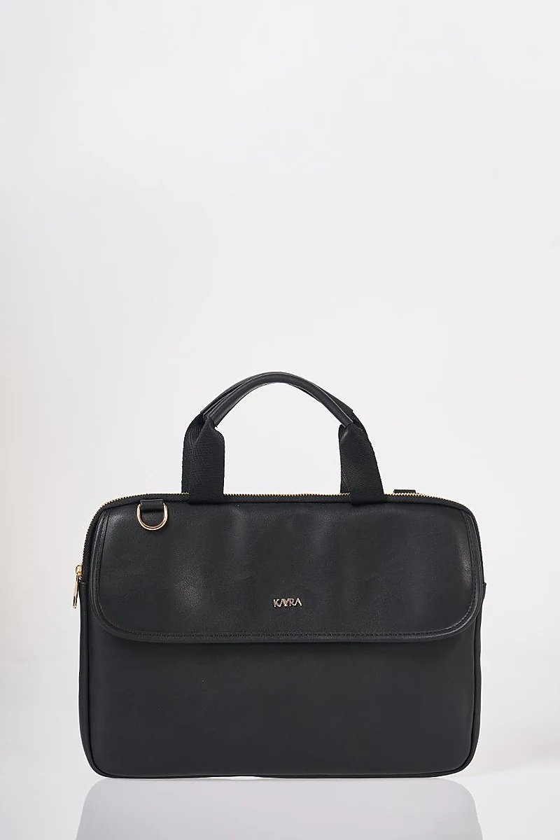 Black Faux Leather Laptop Bag