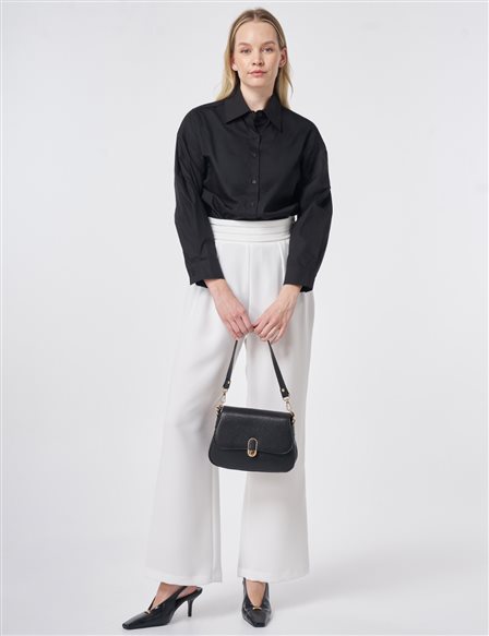 Pleated Crepe Trousers Optical White