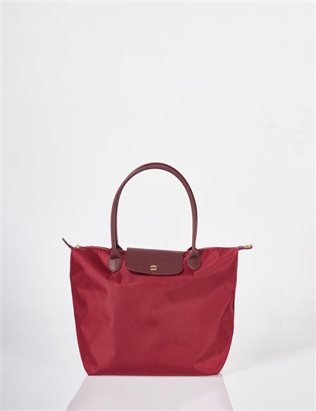 Flap Large Fabric Bag Red
