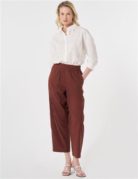 Sport Stitched Viscose Trousers Brown