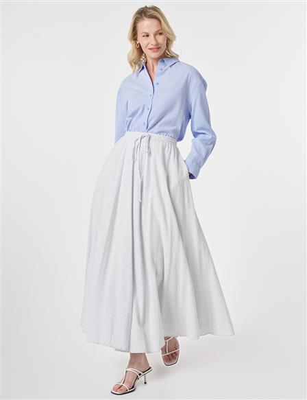 Crinkled Flared Skirt Blue