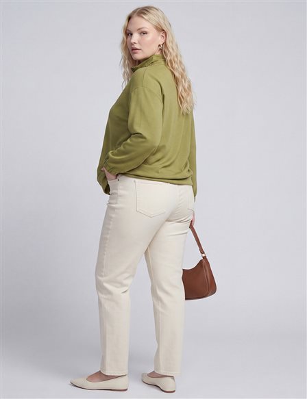 Stand Collar Modal Sweatshirt Matcha Green