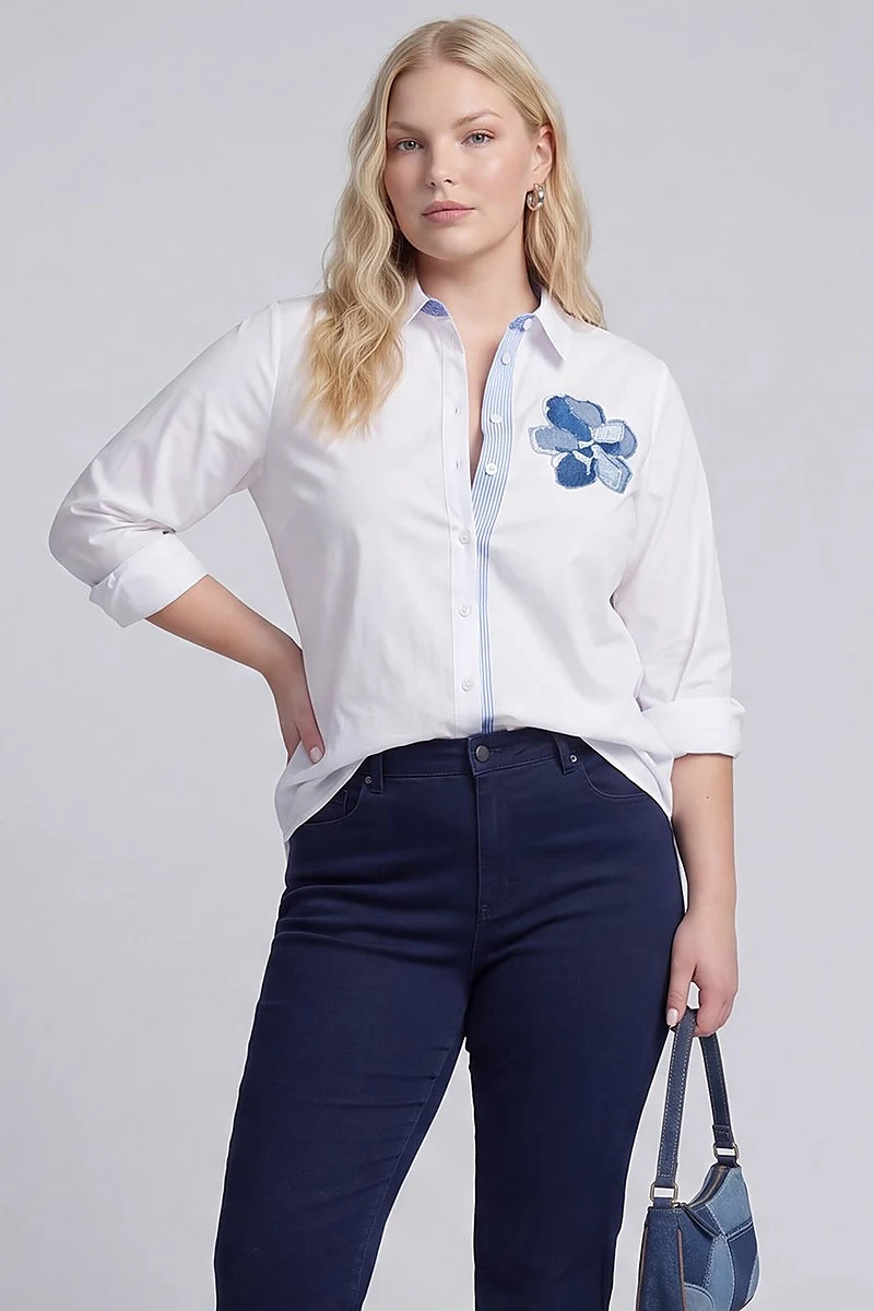 Embroidered Appliqué Cotton Tunic Optical White
