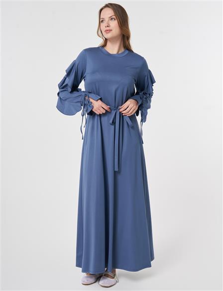 Ruffle Detail Jersey Dress Indigo