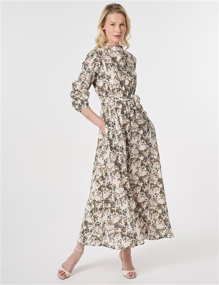 Printed Modal Dress Cream