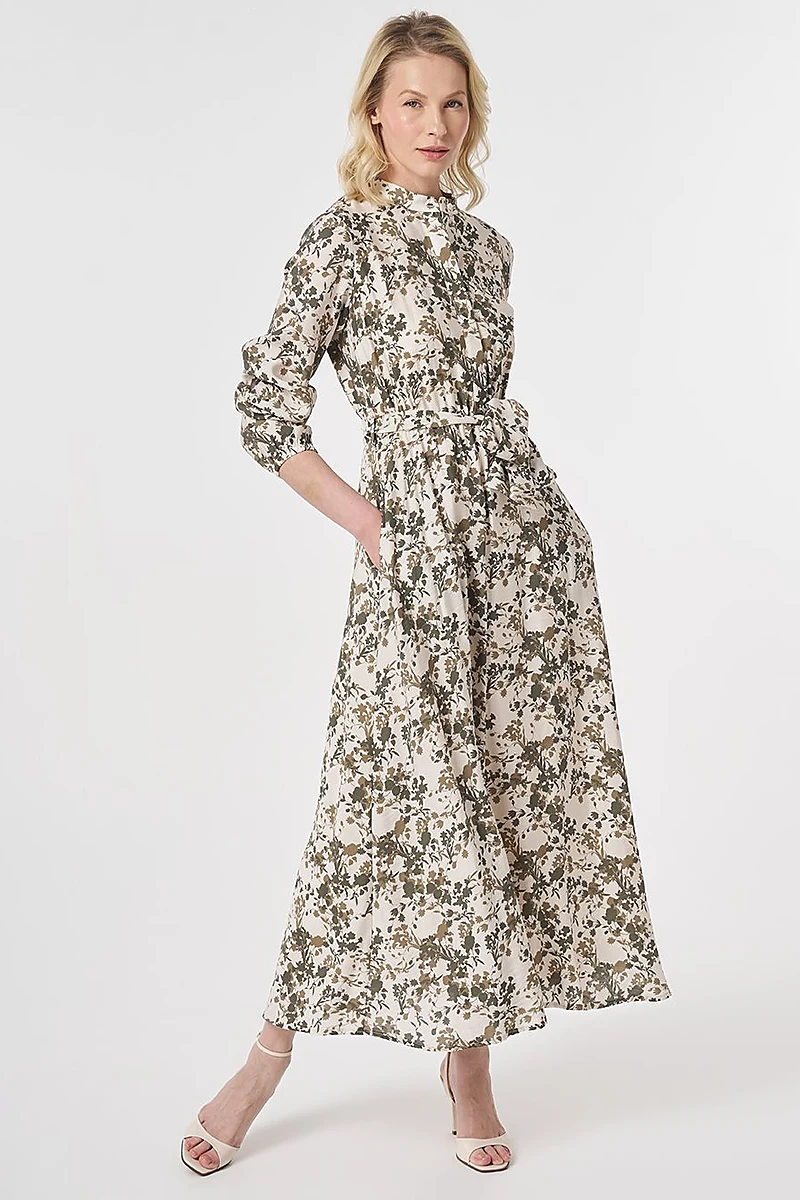 Printed Modal Dress Cream
