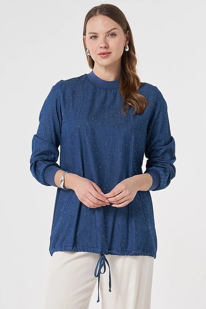 Kolej Yaka Denim Bluz İndigo