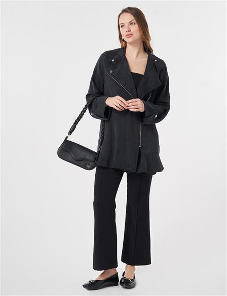 100% Lyocell High Neck Jacket Black