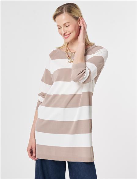 Striped Knit Tunic Mink