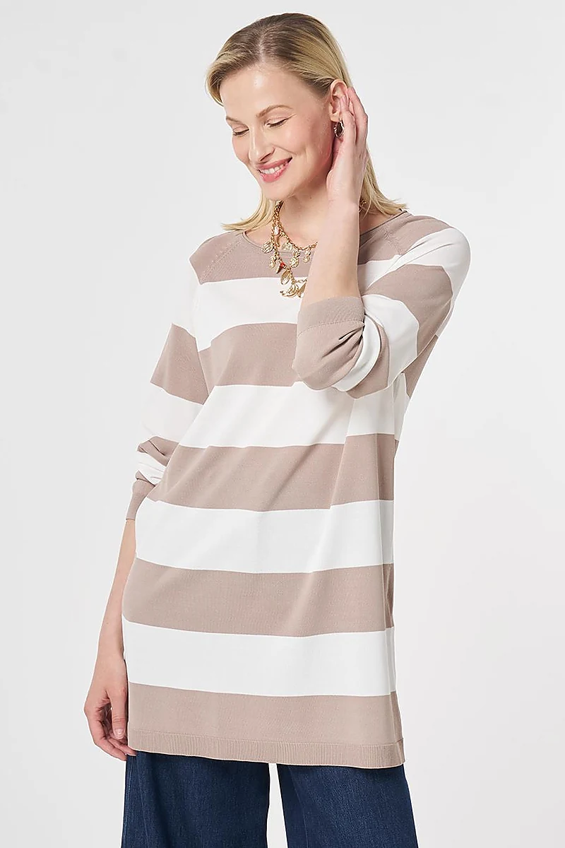Striped Knit Tunic Mink