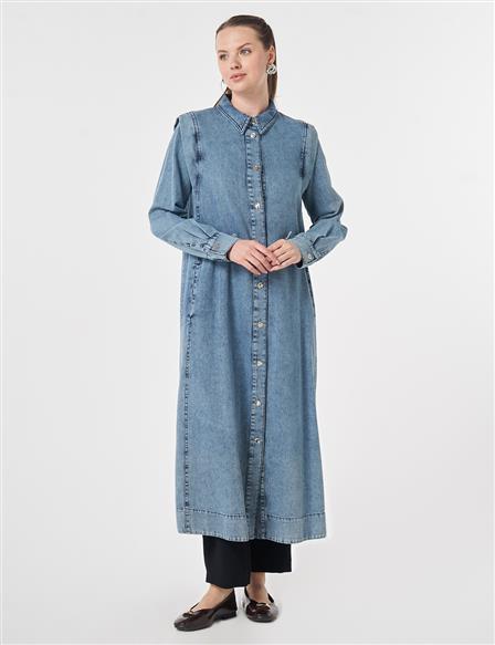 Relax Fit Denim Throw-On Jacket Blue