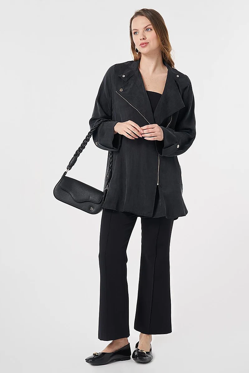 100% Lyocell High Neck Jacket Black
