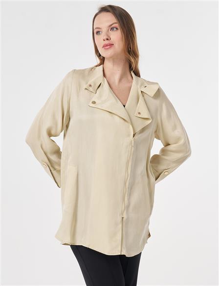 100% Lyocell High Neck Jacket Cream