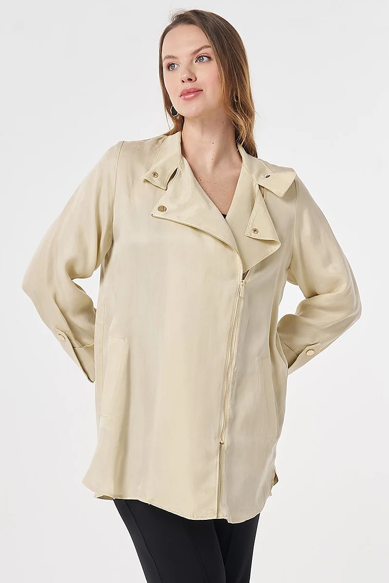 100% Lyocell High Neck Jacket Cream