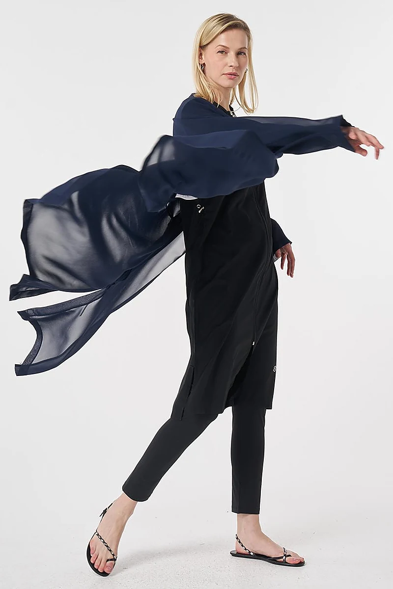 Gathered Chiffon Pareo Dark Navy
