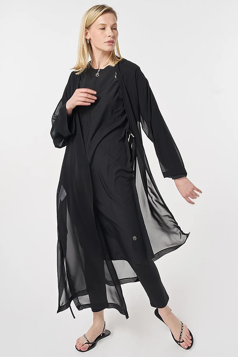Gathered Chiffon Pareo Black