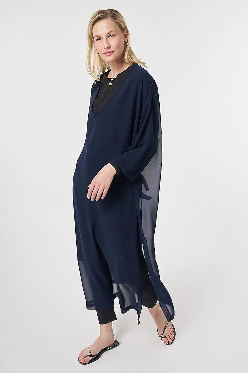 V-Neck Chiffon Pareo Dark Navy