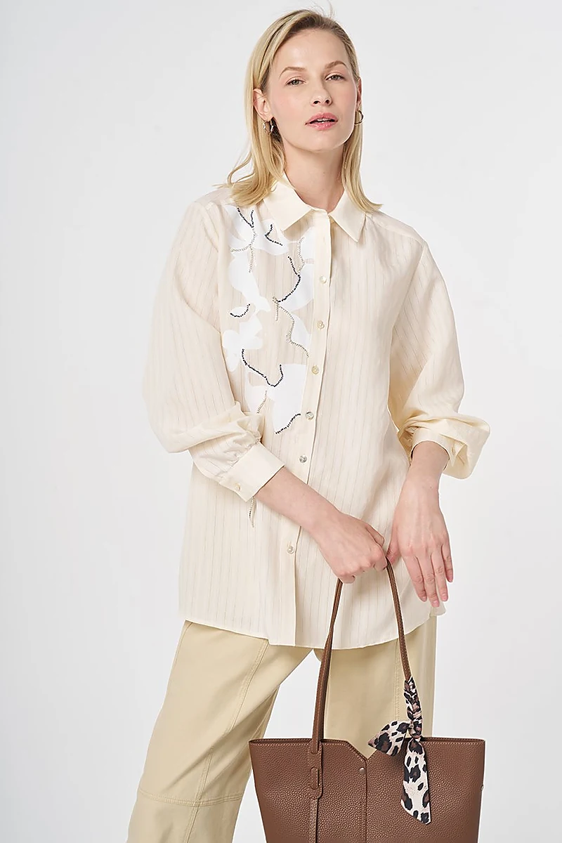 Embroidered Modal Tunic Cream