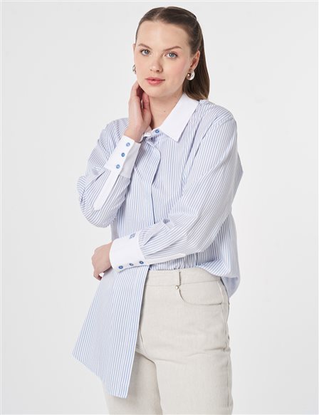 Wide-Cuffed Cotton Basic Tunic Optic White