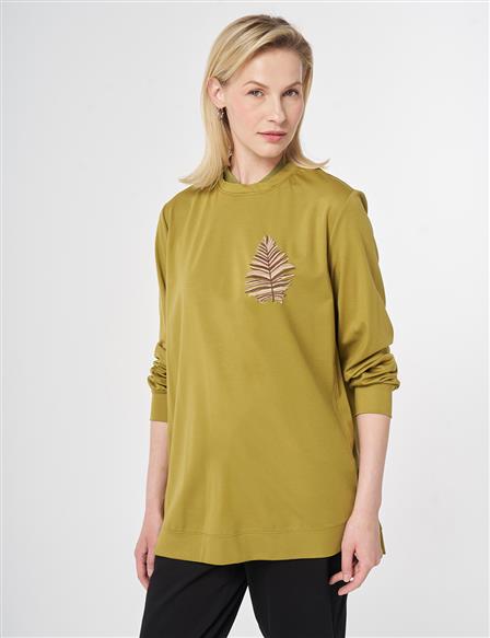 Embroidered Jersey Sweatshirt Khaki