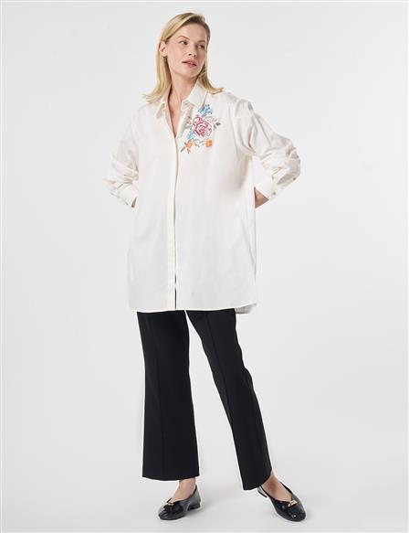 100% Cotton Sequin Embellished Tunic Ecru