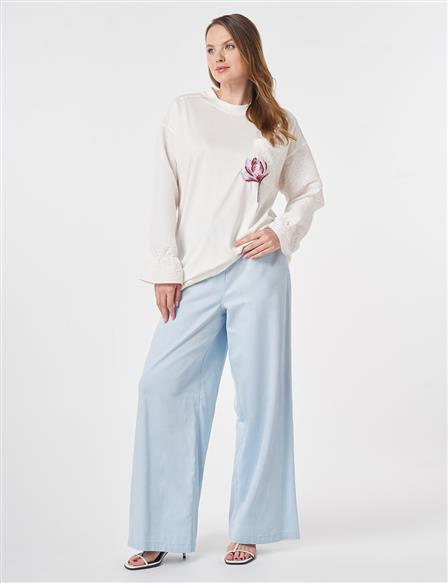 Embroidered Jersey Sweatshirt Optic White