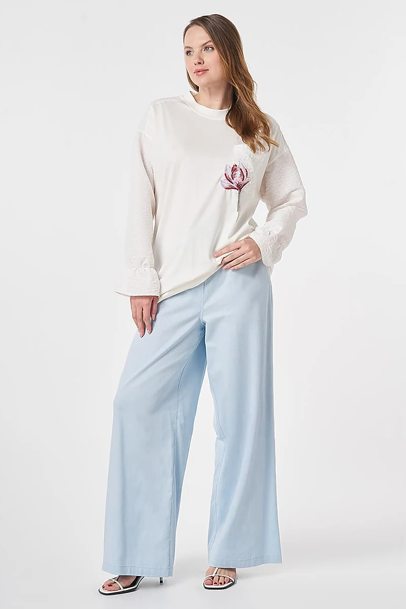 Embroidered Jersey Sweatshirt Optic White
