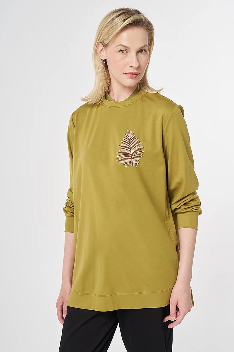 Embroidered Jersey Sweatshirt Khaki